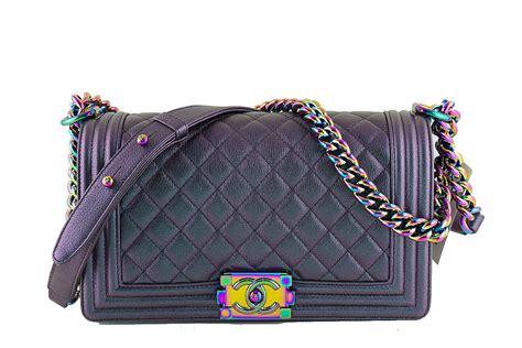 chanel boy iridescent purple|chanel bag aged gold.